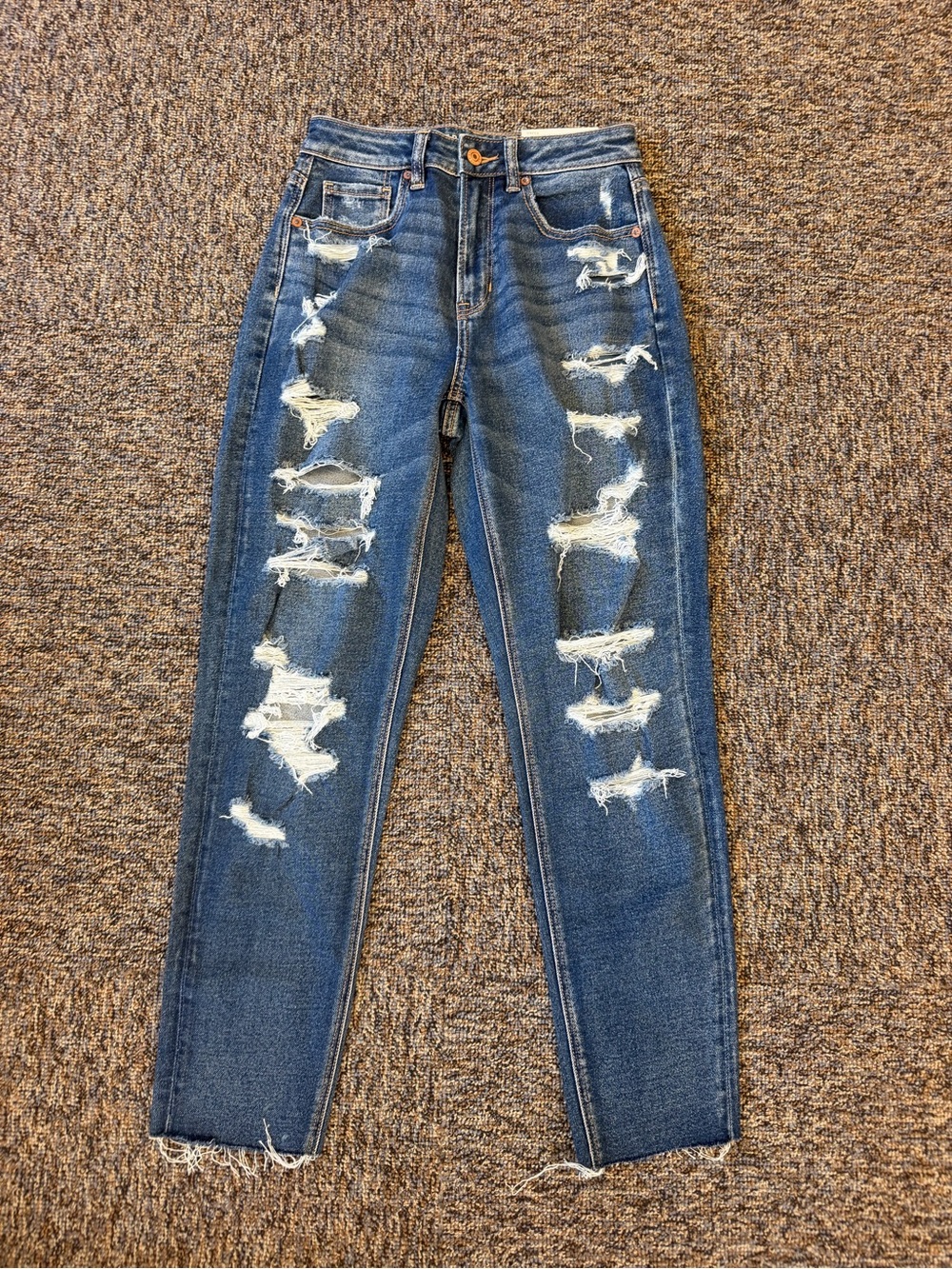 NWT American Eagle High-Rise Distressed Mom Stretch Women’s Jeans - Blue Size 2R
